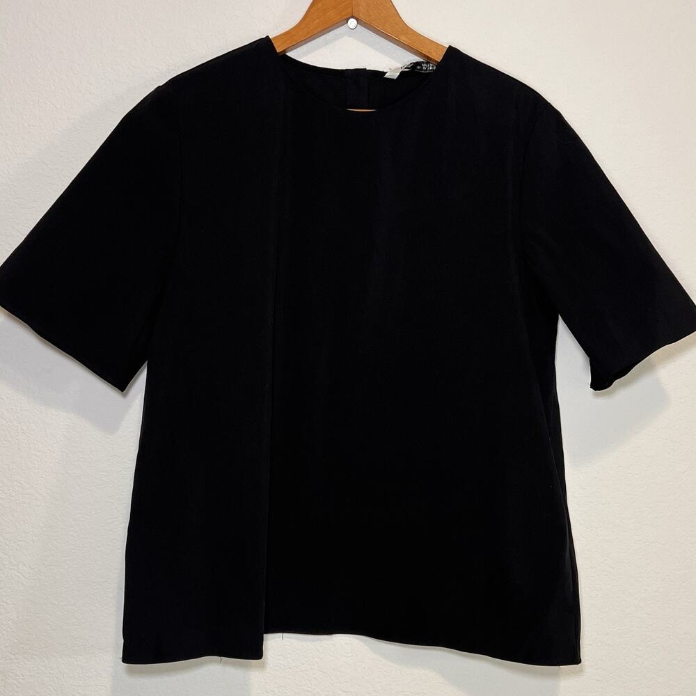 Zara Top Women’s Size L Black Short Sleeve Classic Capsule Minimalist Shirt NWT